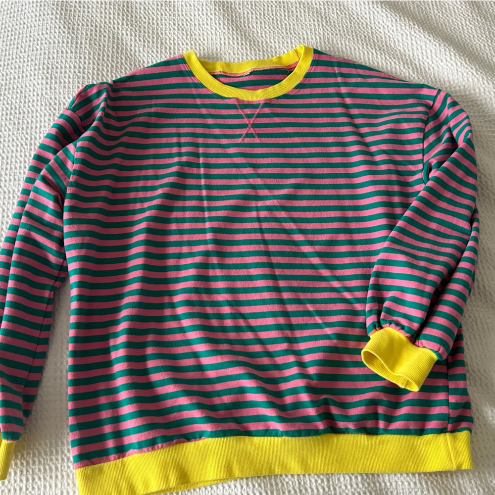 Oversized stripe sweatshirt inspired by we the free